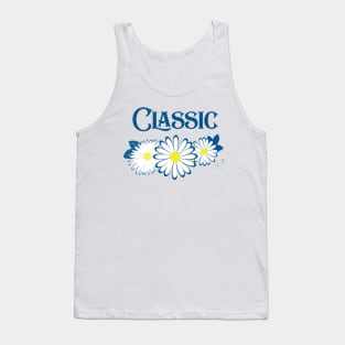 Navy Blue Classic Daisy Seamless Design Print Pattern Tank Top